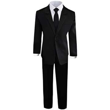 Black n Bianco Boys Black Tuxedo Suit with Tie Young Boys Youth Size 5