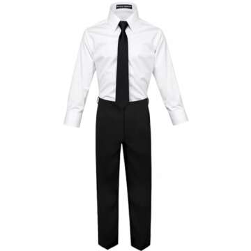 Black n Bianco Boys Black Tuxedo Suit with Tie Young Boys Youth Size 5