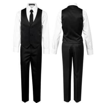 Black n Bianco Boys Black Tuxedo Suit with Tie Young Boys Youth Size 5