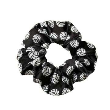 Volleyball Scrunchie, Volleyball Hair Accessories, Volleyball Premium Velvet No Crease Volleyball Hair Elastics Gift