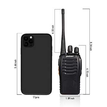 pxton Walkie Talkies Rechargeable Long Range Two-Way Radios with Earpieces,2-Way Radios UHF Handheld Transceiver Walky Talky with Flashlight Li-ion Battery and Charger（2 Pack）