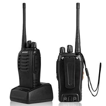 pxton Walkie Talkies Rechargeable Long Range Two-Way Radios with Earpieces,2-Way Radios UHF Handheld Transceiver Walky Talky with Flashlight Li-ion Battery and Charger（2 Pack）