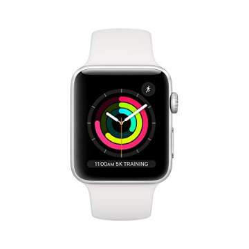 Apple Watch Series 3 [GPS 42mm] Smart Watch w/Silver Aluminum Case & White Sport Band. Fitness & Activity Tracker, Heart Rate Monitor, Retina Display, Water Resistant