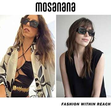 mosanana Trendy Rectangle Sunglasses for Women Men White Creamy Vintage Fashion Retro Cool 90s Cute Rectangular Funky Aesthetic Small Face 2000s Skinny Stylish Chunky 2023 Baddie Unique Trimble