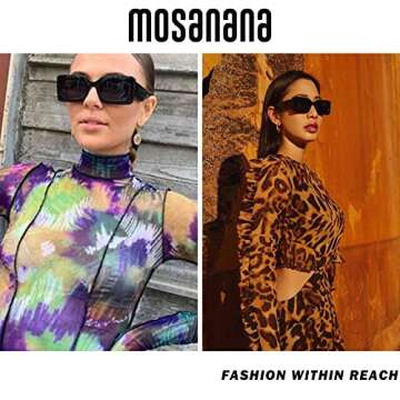 mosanana Trendy Rectangle Sunglasses for Women Men White Creamy Vintage Fashion Retro Cool 90s Cute Rectangular Funky Aesthetic Small Face 2000s Skinny Stylish Chunky 2023 Baddie Unique Trimble