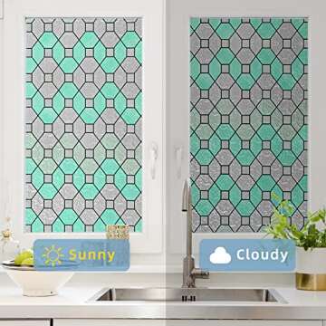 DUOFIRE Window Film, Stained Glass Privacy Window Films Decorative Window Coverings,Privacy Film for Glass Windows Static Cling No Glue for Bathroom Bedroom Office (11.8in. x 78.7in.)