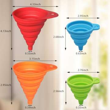 Collapsible Kitchen Funnel Set - 4 Pack, Silicone