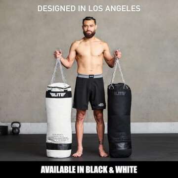 Canvas Punching Bags MMA Muay Thai Kickboxing Training Boxing Punching Bag with Chains (Black) - UNFILLED