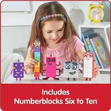 hand2mind Numberblocks Friends Six to Ten Figures, Cartoon Action Figure Set, Toy Figures, Play Figure Playsets, Small Figurines for Kids, Number Toys, Math Toys, Stocking Stuffers for Kids 3-5﻿