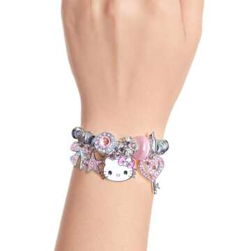 Cute Bracelets, Adjustable Stainless Steel Composite Bracelet Bangles, Classic Cartoon Design Jewelry, Gift for Her (Pink)