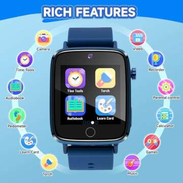 ZUODUN Touch Screen Camera Smart Watch for Kids Age 4-12, Pedometer, Flashlight, Alarm Clock