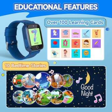 ZUODUN Touch Screen Camera Smart Watch for Kids Age 4-12, Pedometer, Flashlight, Alarm Clock