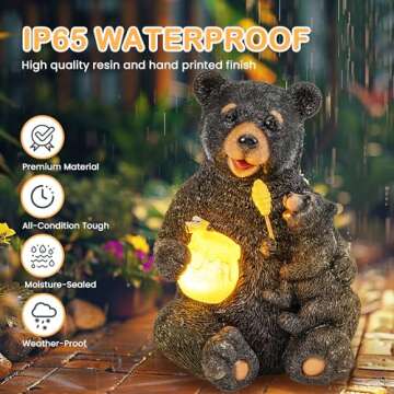 GIGALUMI Solar Garden Statues Loving Bear Figurine Lights for Outside, Yard Decorations Outdoor, Garden Decor Unique Birthday Housewarming Gifts for Mom, Women