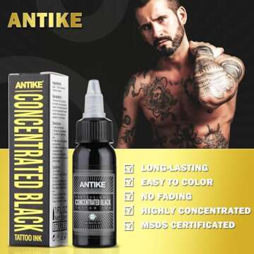 ANTIKE Black Tattoo Ink 1oz - Pro Quality for Artists