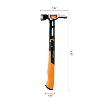 Fiskars Pro IsoCore 20 oz General Use Hammer (15.5") - with Rip Claw, Shock-Absorbing Grip, and Magnetic Nail Starter - Home Improvement, DIY and Carpenter Tools