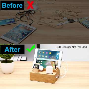 Bamboo Charging Station Dock for USB Charger