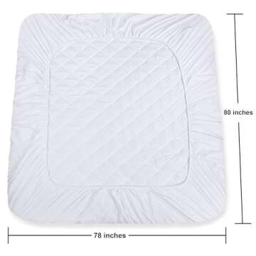 Utopia Bedding Quilted Fitted Mattress Pad (King), Elastic Fitted Mattress Protector, Mattress Cover Stretches up to 16 Inches Deep, Machine Washable Mattress Topper (White)