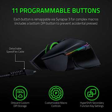 Razer Basilisk Ultimate Wireless Gaming Mouse: 20K DPI Optical Sensor - 11 Programmable Buttons - 100Hr Battery - Classic Black