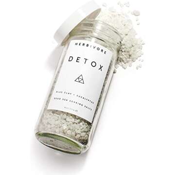 HERBIVORE Detox Soaking Bath Salts – Aromatherapeutic Blend of Pacific Sea Salts, Detoxifying + Relaxing, Eucalyptus & Lavendar, Plant-Based, Vegan, Cruelty-Free, 8 oz