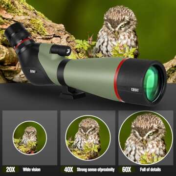 Gosky 20-60X80 HD Dual Focusing Spotting Scope, BAK4 Prism 45 Degree Angled Eyepiece with Tripod, Smartphone Adapter, Scope for Bird Watching Target Shooting Hunting Wildlife Scenery