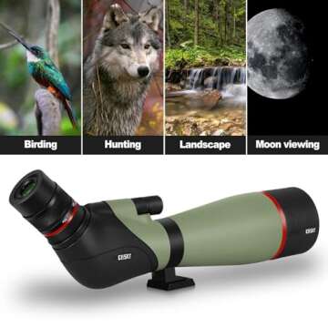 Gosky 20-60X80 HD Dual Focusing Spotting Scope, BAK4 Prism 45 Degree Angled Eyepiece with Tripod, Smartphone Adapter, Scope for Bird Watching Target Shooting Hunting Wildlife Scenery