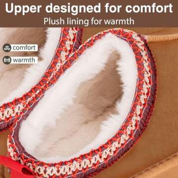 Women's Slippers Platform Mini Boots,Snow Winter Short Ankle Boot,Fluffy Warm Comfy Furry House Slippers Anti-Slip Boot for Indoor and Outdoor (Brown, Adult, Women, 8, Numeric, US Footwear Size System, Medium)