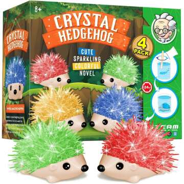 XXTOYS Crystal Growing Kit for Kids - 4 Vibrant Colored Hedgehog to Grow - Gifts for 9 Year Old Girls - Science Kits for Kids Age 6-8 - STEM Gifts for Boys & Girls 8-12 - Craft Stuff Toys for Teens