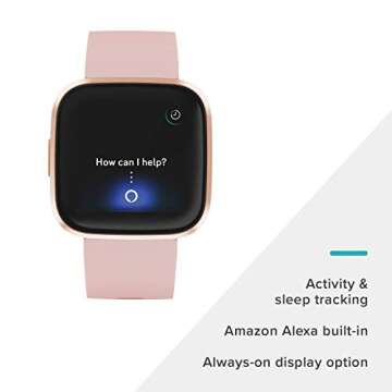 Fitbit Versa 2 Health & Fitness Smartwatch with Heart Rate, Music, Alexa Built-in, Sleep & Swim Tracking, Petal/Copper Rose, One Size (S & L Bands Included) (Renewed)