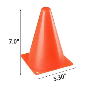 Ptaedex 7 Inch Orange Cones Soccer Cones Agility Field Marker Cone for Sports Training, Drills, Outdoor Activity, Construction Themed Party Decorations, 12 Pack