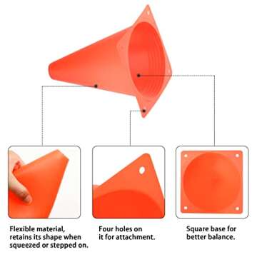 Ptaedex 7 Inch Orange Cones Soccer Cones Agility Field Marker Cone for Sports Training, Drills, Outdoor Activity, Construction Themed Party Decorations, 12 Pack