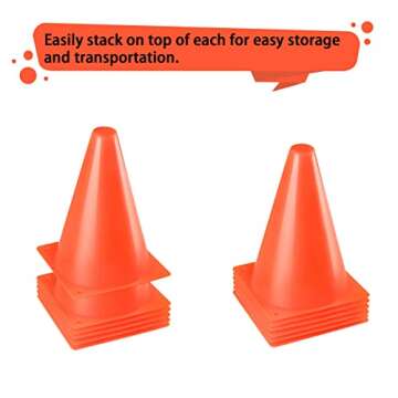 Ptaedex 7 Inch Orange Cones Soccer Cones Agility Field Marker Cone for Sports Training, Drills, Outdoor Activity, Construction Themed Party Decorations, 12 Pack