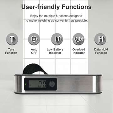 Travel Inspira Luggage Scale,Digital Luggage Scales,Baggage Scale with Overweight Alert LCD Display 110LB / 50KG (Stainless Steel, Black)