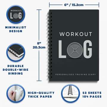 Workout Planner for Daily Fitness Tracking & Goals Setting (A5 Size, 6” x 8”, Charcoal Gray), Men & Women Personal Home & Gym Training Diary, Log Book Journal for Weight Loss by Workout Log Gym
