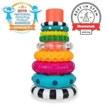 Sassy Stacks of Circles Stacking Ring STEM Learning Toy, Age 6+ Months, Multi, 9 Piece Set