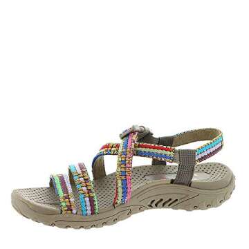 Skechers Women's Reggae-Sew Me-Boho Woven Strappy Slingback Sandal, Taupe Multi, 8