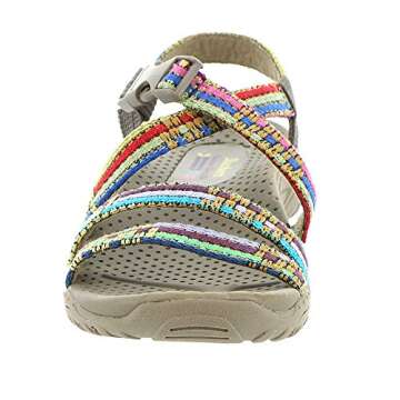 Skechers Women's Reggae-Sew Me-Boho Woven Strappy Slingback Sandal, Taupe Multi, 8