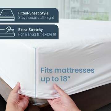 SafeRest 100% Waterproof King Size Mattress Protector - Fitted with Stretchable Pockets - Machine Washable Cotton Mattress Cover for Bed - Perfect Bedding Airbnb Essentials for Hosts