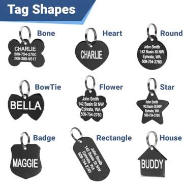 GoTags Dog Tags Personalized Engraved Pet ID Tags, Stainless Steel, Front and Backside Engraving, Available in Bone, Round, Heart, Bow Tie and More, Small and Large Dog and Cat (Pack of 1)