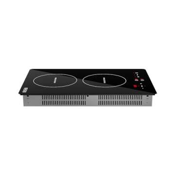 Empava Electric Stove Induction Cooktop Vertical with 2 Burners Vitro Ceramic Smooth Surface Glass in 120v, 12 Inch, Black