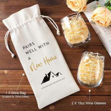 Housewarming Wine Glass Gift Set for New Home