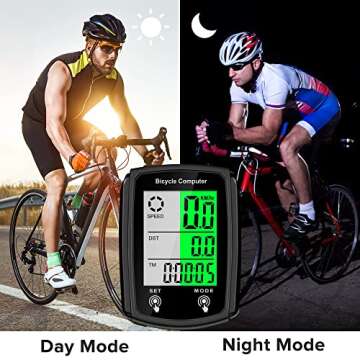 Hilceriy Bike Computer and Bicycle Odometer Wired MPH KM/H Bike Speedometer with Automatic Wake-Up Cycling Speed Tracker LCD Display & Single Mileage & Multi-Functions & Calories Statistics