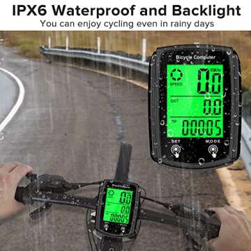 Hilceriy Bike Computer and Bicycle Odometer Wired MPH KM/H Bike Speedometer with Automatic Wake-Up Cycling Speed Tracker LCD Display & Single Mileage & Multi-Functions & Calories Statistics