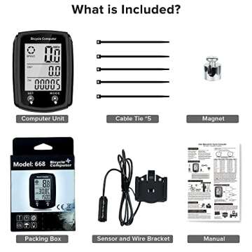 Hilceriy Bike Computer and Bicycle Odometer Wired MPH KM/H Bike Speedometer with Automatic Wake-Up Cycling Speed Tracker LCD Display & Single Mileage & Multi-Functions & Calories Statistics