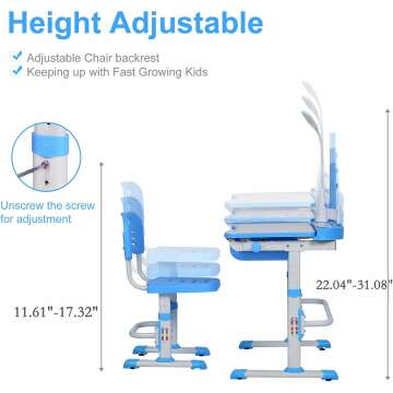 Adjustable Kids Desk and Chair Set for Learning