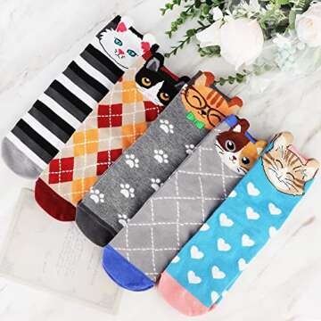 Jeasona Women's Cat Socks Cat Gifts for Cat Lovers Mom Women Teenage Girls