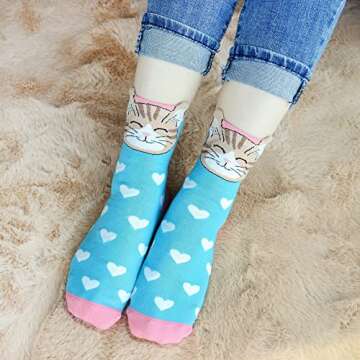 Jeasona Women's Cat Socks Cat Gifts for Cat Lovers Mom Women Teenage Girls