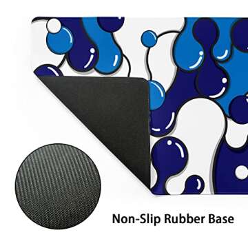 Navy Blue White Mouse Pad Anime Cool Geometric Japanese Extended Desk Mat 80X30 cm Non-Slip Rubber Base Stitched Edge Large XL Mousepad for Desk Gaming Laptop Desktop,31.5×11.8 Inch