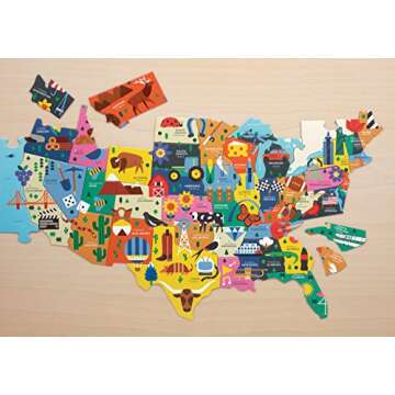 Mudpuppy Map Of The USA – 70 Piece Geography Puzzle with State-Shaped Pieces and Iconic Landscapes Cultural Items And More