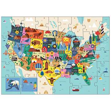 Mudpuppy Map Of The USA – 70 Piece Geography Puzzle with State-Shaped Pieces and Iconic Landscapes Cultural Items And More