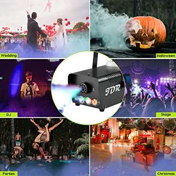 Fog Machine JDR Smoke Machine Controllable LED Light 500W and 2000CFM Fog Disinfection with Wireless and Wired Remote Control for Weddings, Halloween,Parties or Disinfection,with Fuse Protection